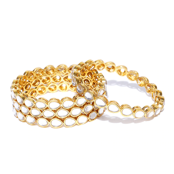 Gold-Plated Alloy Kundan Studded 4 Bangle Set - The Pari - Distacart
