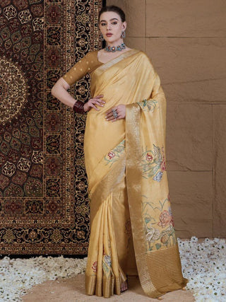 Anouk Floral Zari Silk Blend Sungudi Saree