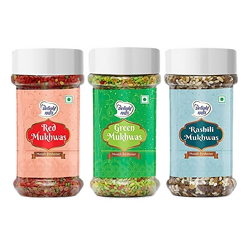 Delight nuts Mukhwas - Red Mukhwas, Green Mukhwas & Rashili Mukhwas - Dista