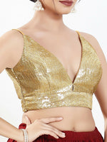Thumbnail for Joban Fashion Gold Sequins Padded Blouse With V Neck Sleeveless - Distacart