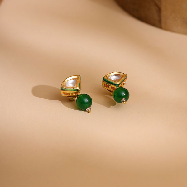 Ruby Raang Green Aventurine Kundan Studs