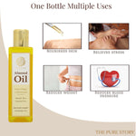 Thumbnail for The Pure Story Sweet Almond Oil Pure Cold Pressed For Hair, Skin, Face Care & Massage - Distacart