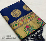 Thumbnail for Navy Blue Pure Silk Woven Design Saree with Unstitched Blouse - Hiral Fashion - Distacart