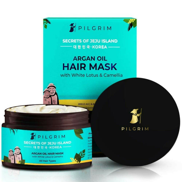 Pilgrim Korean Argan Oil Hair Mask For Dry & Frizzy Hair With White Lotus And Camellia - Distacart