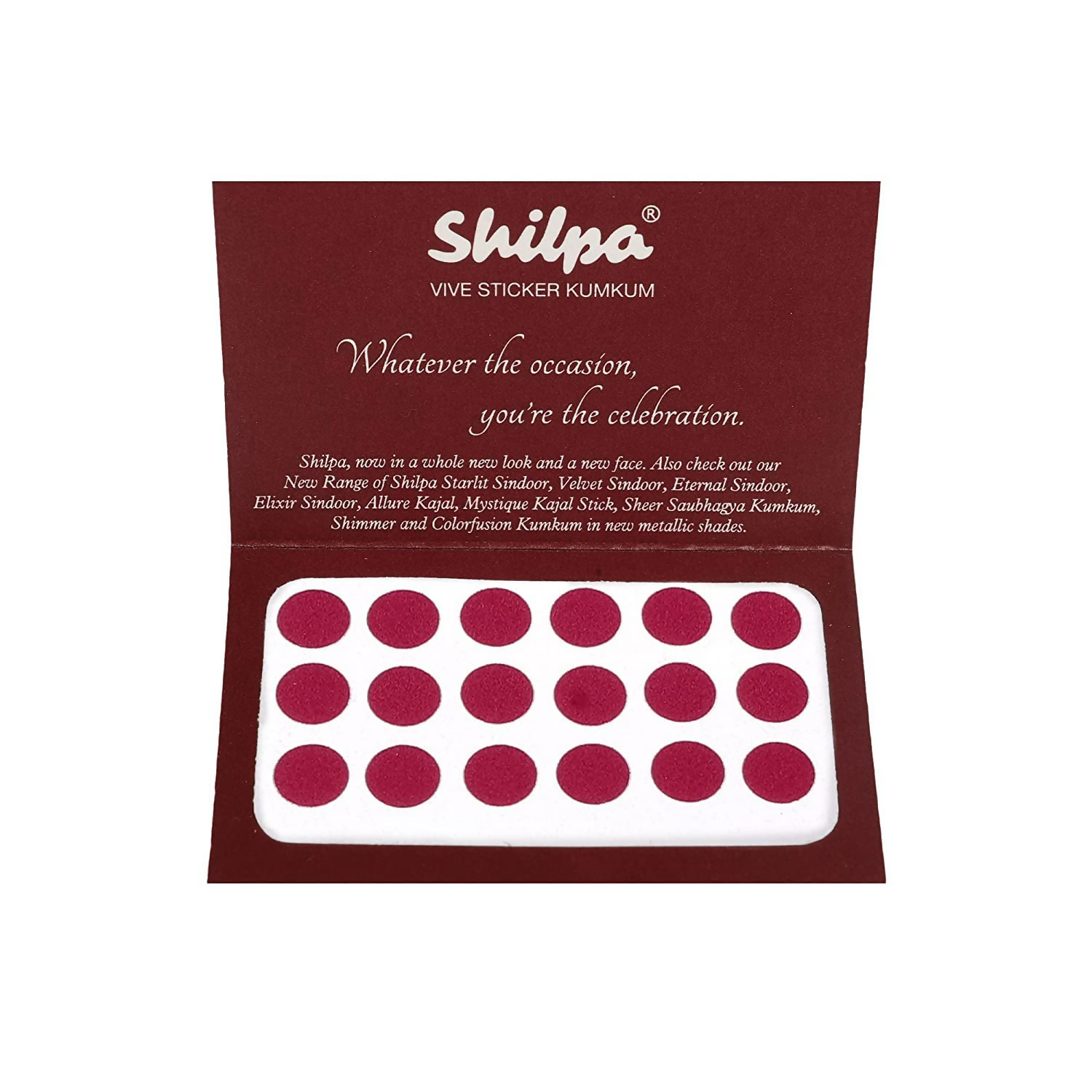 Shilpa Vive Sticker Kumkum 3, Deep Red (Box Contains 15 pcs) - Distacart