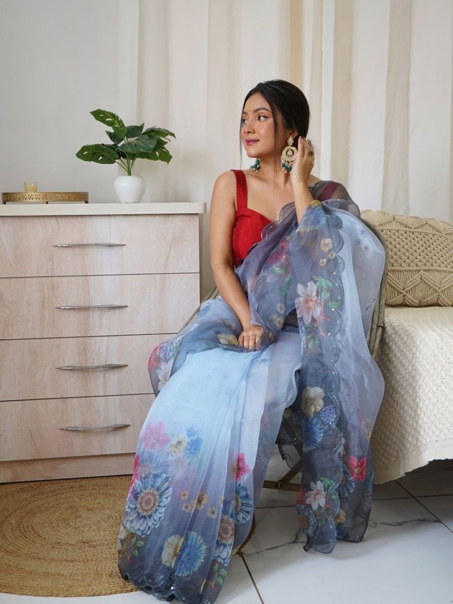 Anouk Floral Printed Organza Saree