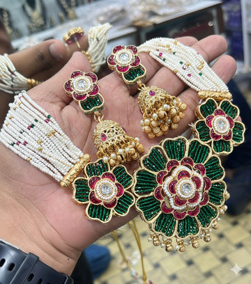 Jewel City Handcrafted Ethnic Green Meenakari Necklace Set - Distacart