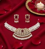 Thumbnail for Jewel City Traditional Handcrafted Kundan Pearl Choker Necklace Set - Distacart