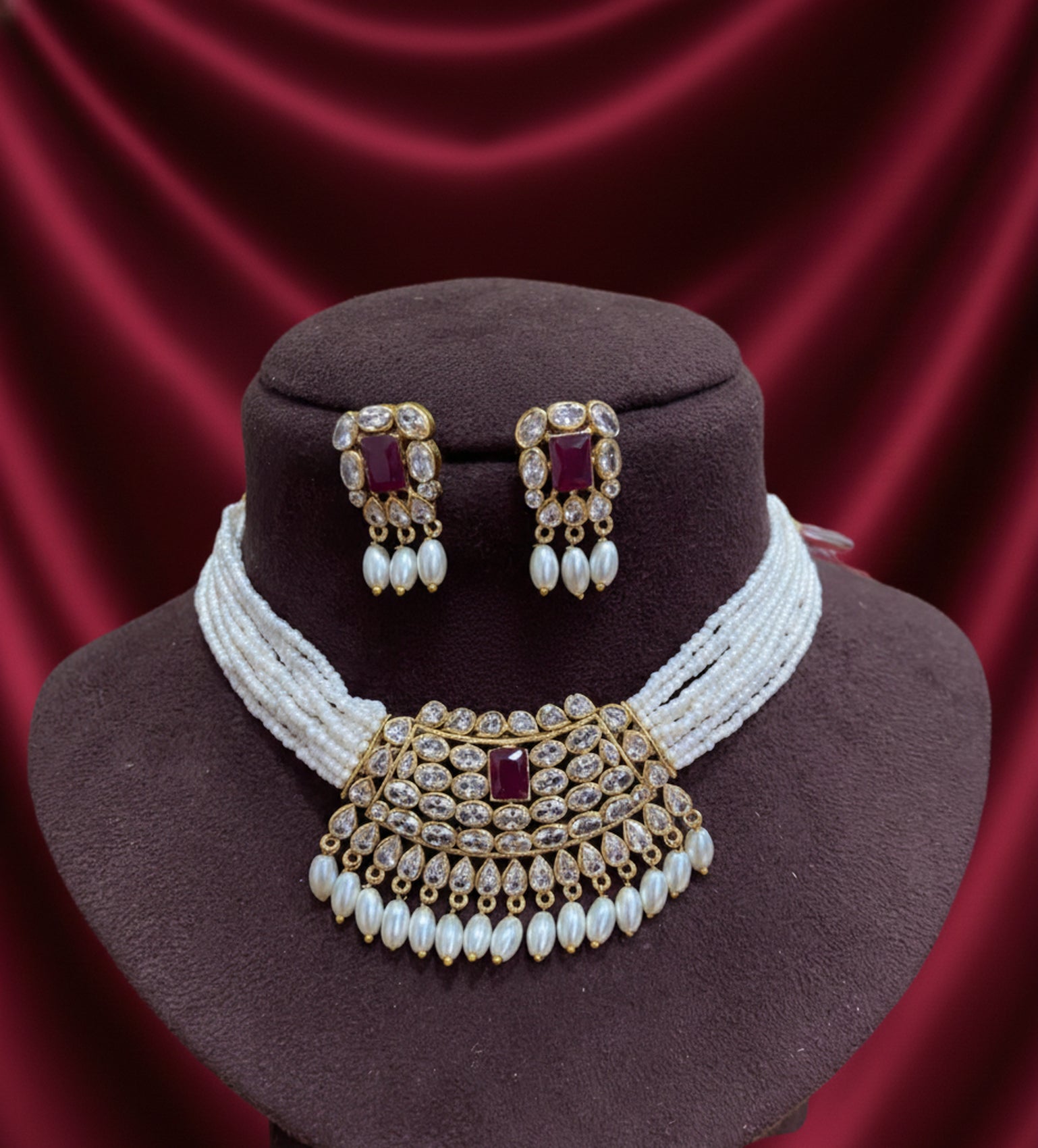 Jewel City Traditional Handcrafted Kundan Pearl Choker Necklace Set - Distacart
