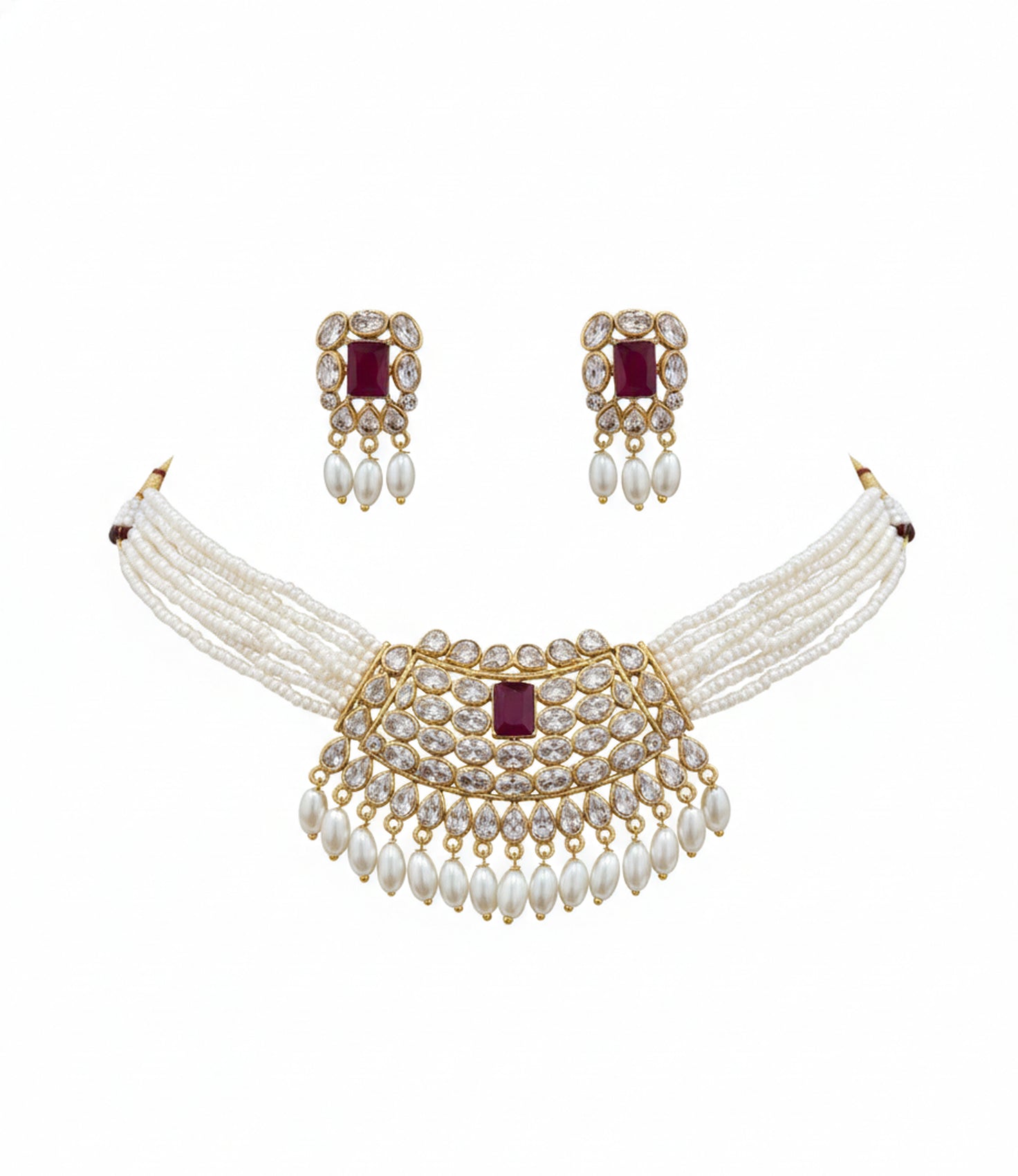 Jewel City Traditional Handcrafted Kundan Pearl Choker Necklace Set - Distacart