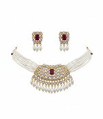 Thumbnail for Jewel City Traditional Handcrafted Kundan Pearl Choker Necklace Set - Distacart