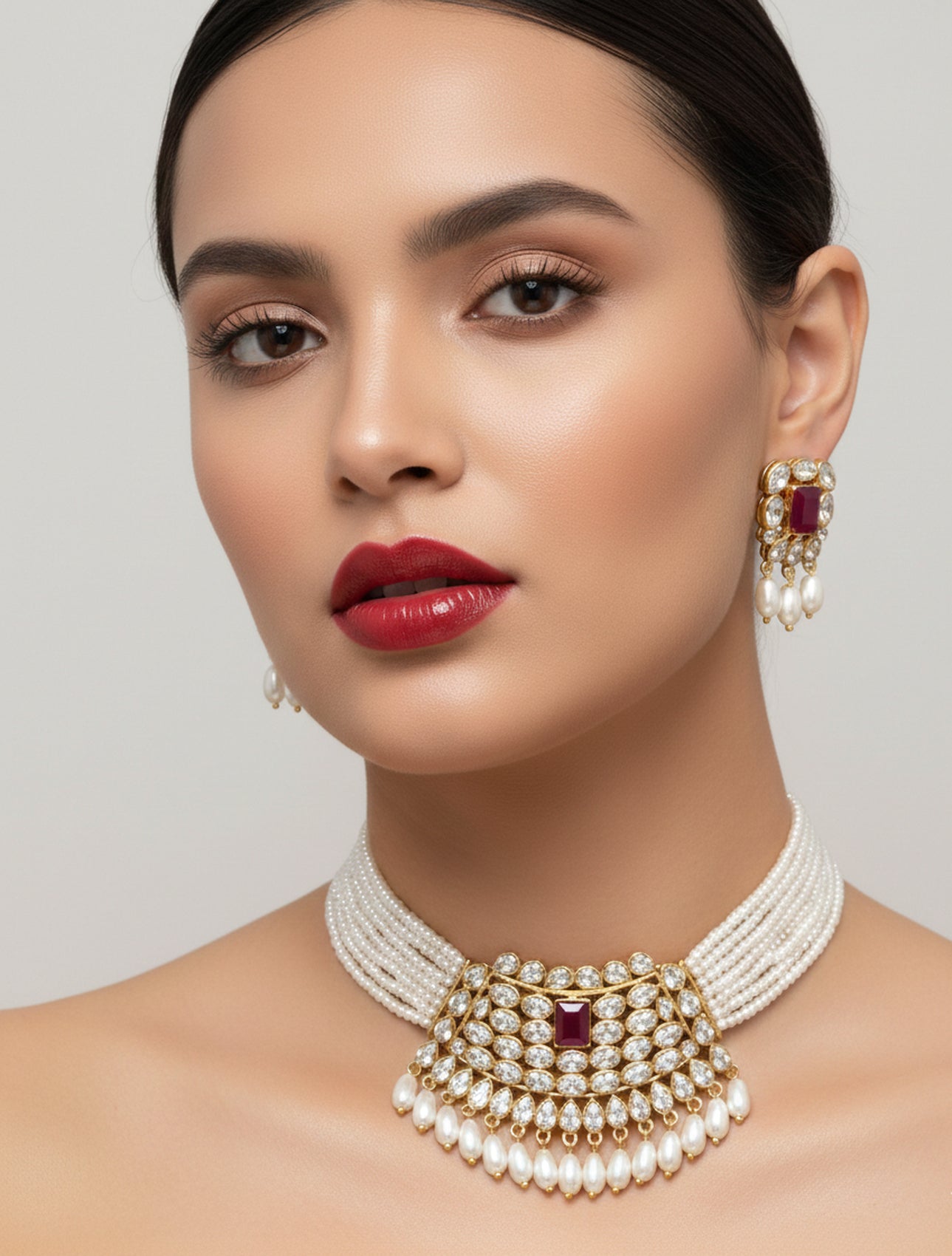 Jewel City Traditional Handcrafted Kundan Pearl Choker Necklace Set - Distacart