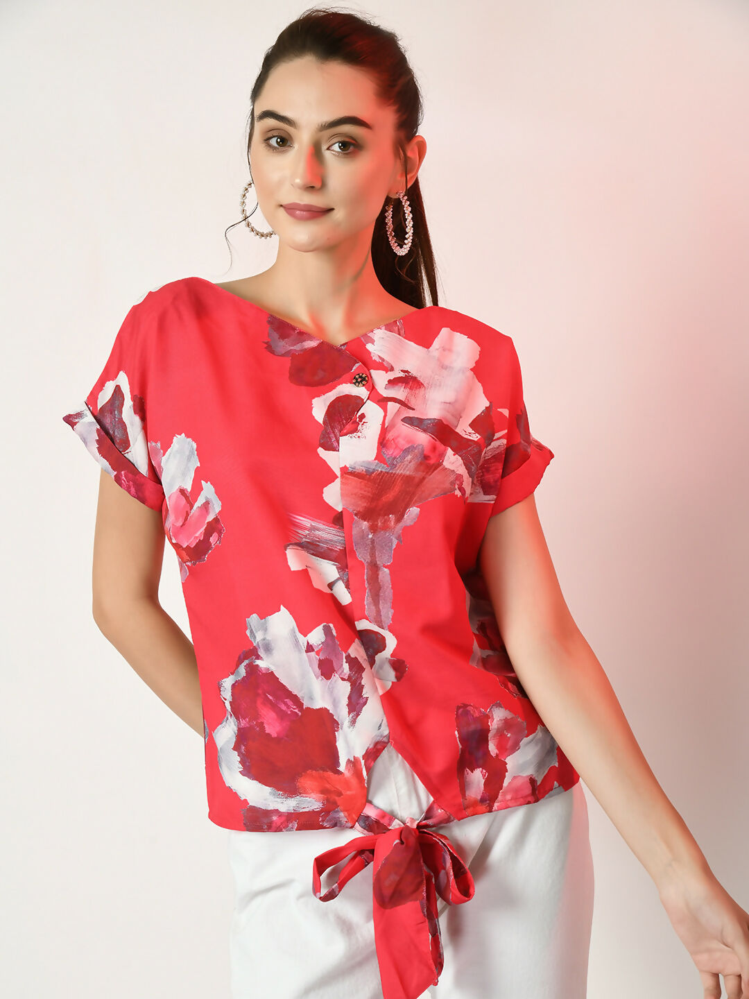 Myshka Women's Pink Printed Top - Distacart