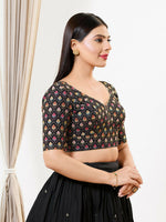 Thumbnail for Joban Fashion Black Silk Padded Blouse With Sweetheart Neck Elbow Sleeves - Distacart