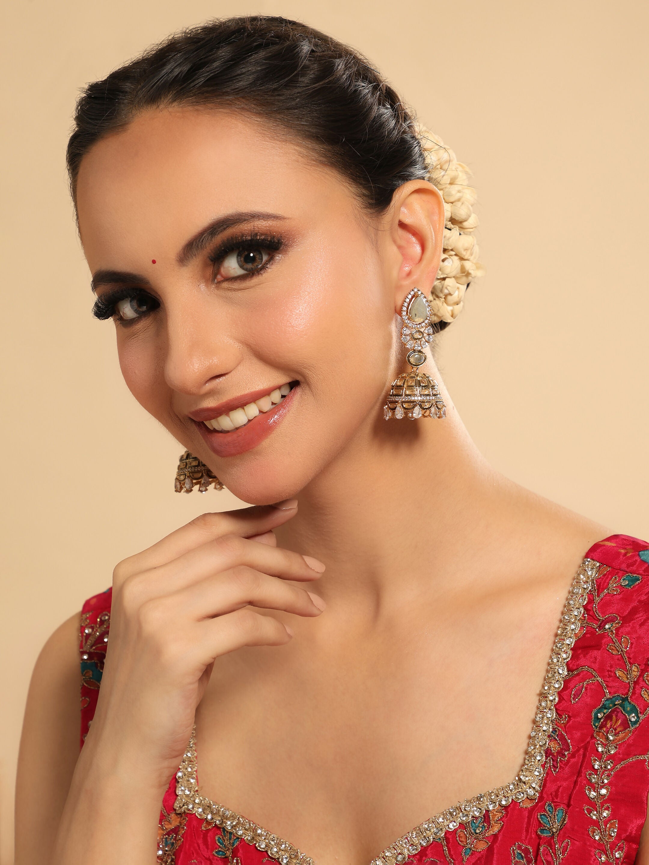 Nuyug 22K Gold Plated Aureate Swirl Jhumki Earrings