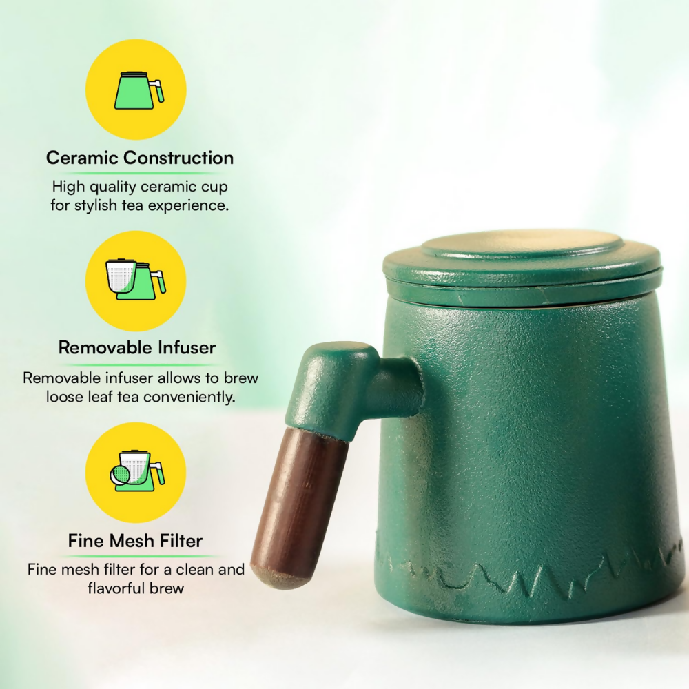 Udyan Tea Infuser Mug - Forest Green - Dista