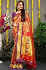 Thumbnail for Jyoti Fashion Women's Maroon Banarasi Silk Zari Woven Saree with Blouse - Distacart