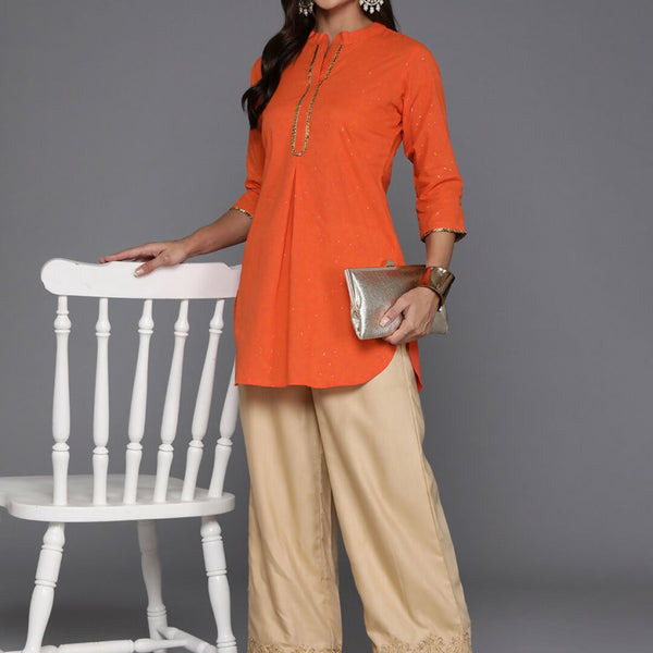 Ahalyaa Women's Traditional Wear Tunic - Orange - Distacart