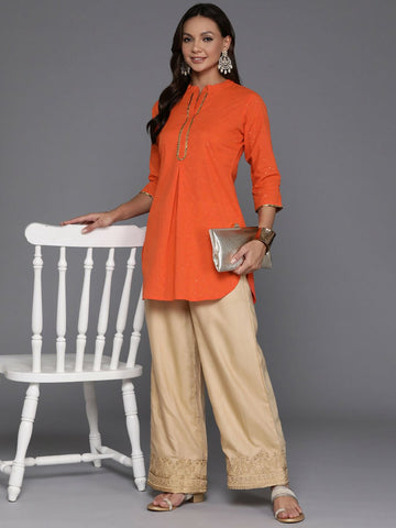 Ahalyaa Women's Traditional Wear Tunic - Orange - Distacart