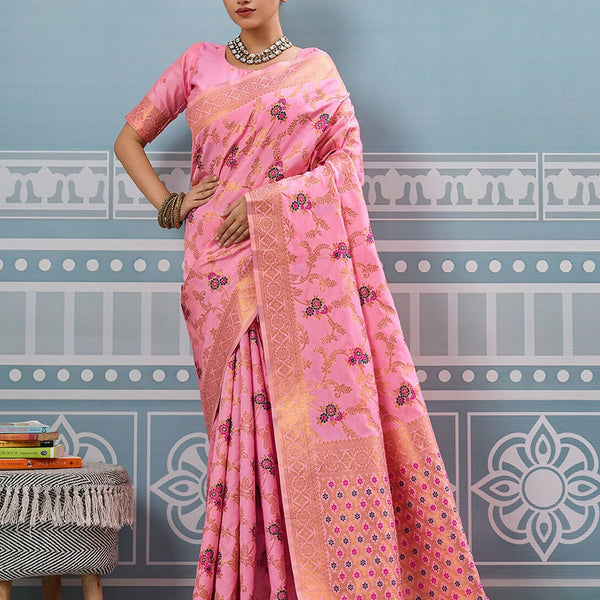 Astita Light Pink Silk Saree
