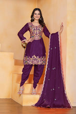 Thumbnail for Joban Fashion Wine Silk Embroidered Dhoti Dhoti Set - Distacart