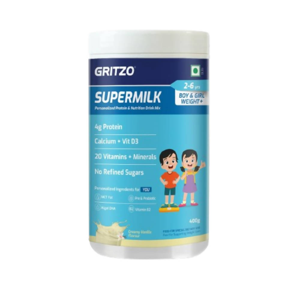 Gritzo SuperMilk Weight+ (2-6y Boy & Girl), 4g Protein Powder - Creamy Vanilla - Distacart
