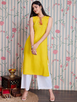 Thumbnail for Ode by House of Pataudi Embroidered Straight Kurta with Palazzos - Distacart