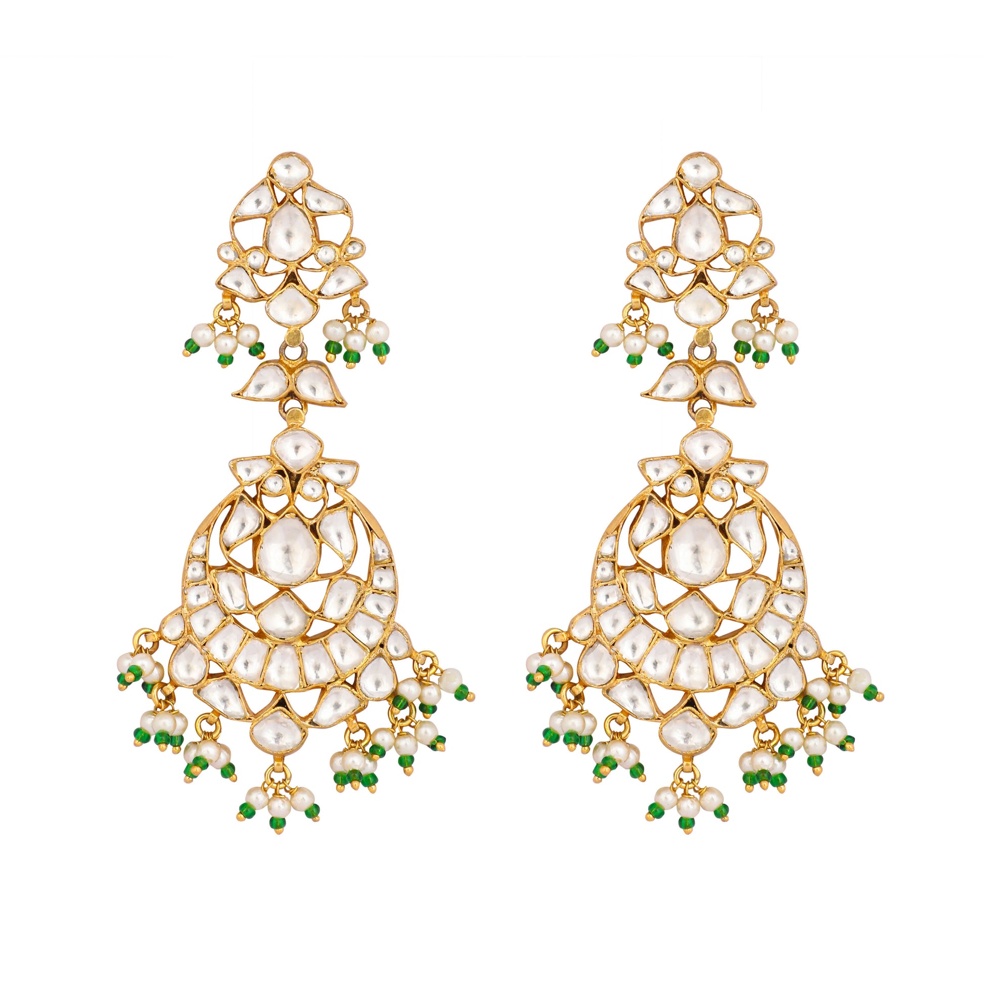 Nuyug 22K Gold Plated Chandbali Stone Drop Kundan Earrings - Distacart