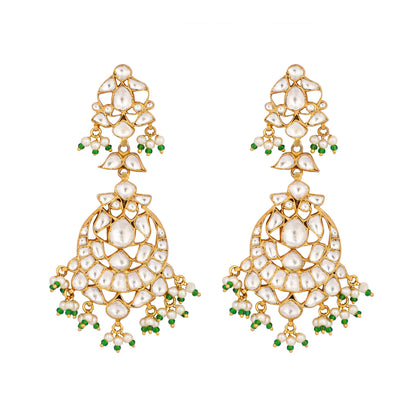 Nuyug 22K Gold Plated Chandbali Stone Drop Kundan Earrings - Distacart