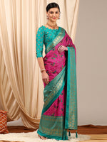 Thumbnail for NOZ2TOZ Women's Cotton Blend Pink Printed Designer Saree With Blouse Piece - Distacart