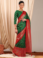 Thumbnail for NOZ2TOZ Women's Cotton Blend Green Printed Designer Saree With Blouse Piece - Distacart