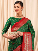 Thumbnail for NOZ2TOZ Women's Cotton Blend Green Printed Designer Saree With Blouse Piece - Distacart