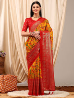 Thumbnail for NOZ2TOZ Women's Cotton Blend Yellow Printed Designer Saree With Blouse Piece - Distacart