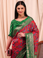 Thumbnail for NOZ2TOZ Women's Cotton Blend Red Printed Designer Saree With Blouse Piece - Distacart