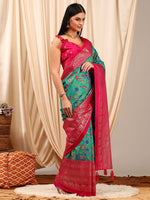 Thumbnail for NOZ2TOZ Women's Cotton Blend Blue Printed Designer Saree With Blouse Piece - Distacart