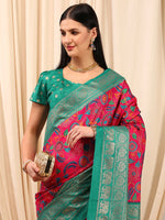 Thumbnail for NOZ2TOZ Women's Cotton Blend Pink Printed Designer Saree With Blouse Piece - Distacart