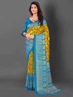 Thumbnail for NOZ2TOZ Women's Cotton Blend Light Green Printed Designer Saree With Blouse Piece - Distacart