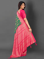 Thumbnail for NOZ2TOZ Women's Cotton Blend Teal green Printed Designer Saree With Blouse Piece - Distacart