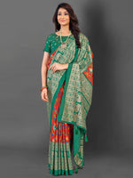 Thumbnail for NOZ2TOZ Women's Cotton Blend Red Printed Designer Saree With Blouse Piece - Distacart