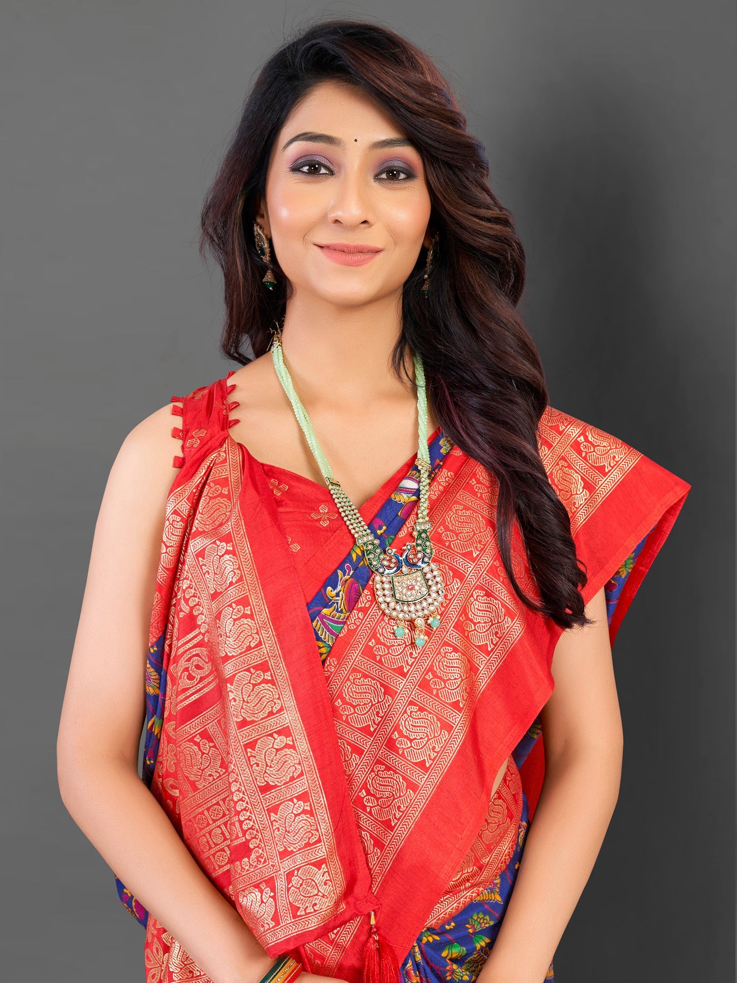 NOZ2TOZ Women's Cotton Blend Blue Printed Designer Saree With Blouse Piece - Distacart
