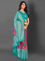 Thumbnail for NOZ2TOZ Women's Cotton Blend Pink Printed Designer Saree With Blouse Piece - Distacart
