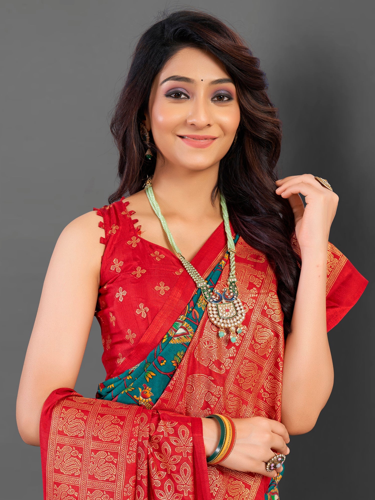 NOZ2TOZ Women's Cotton Blend Teal blue Printed Designer Saree With Blouse Piece - Distacart