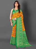 Thumbnail for NOZ2TOZ Women's Cotton Blend Mustard Printed Designer Saree With Blouse Piece - Distacart