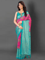 Thumbnail for NOZ2TOZ Women's Cotton Blend Pink Printed Designer Saree With Blouse Piece - Distacart