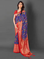 Thumbnail for NOZ2TOZ Women's Cotton Blend Blue Printed Designer Saree With Blouse Piece - Distacart