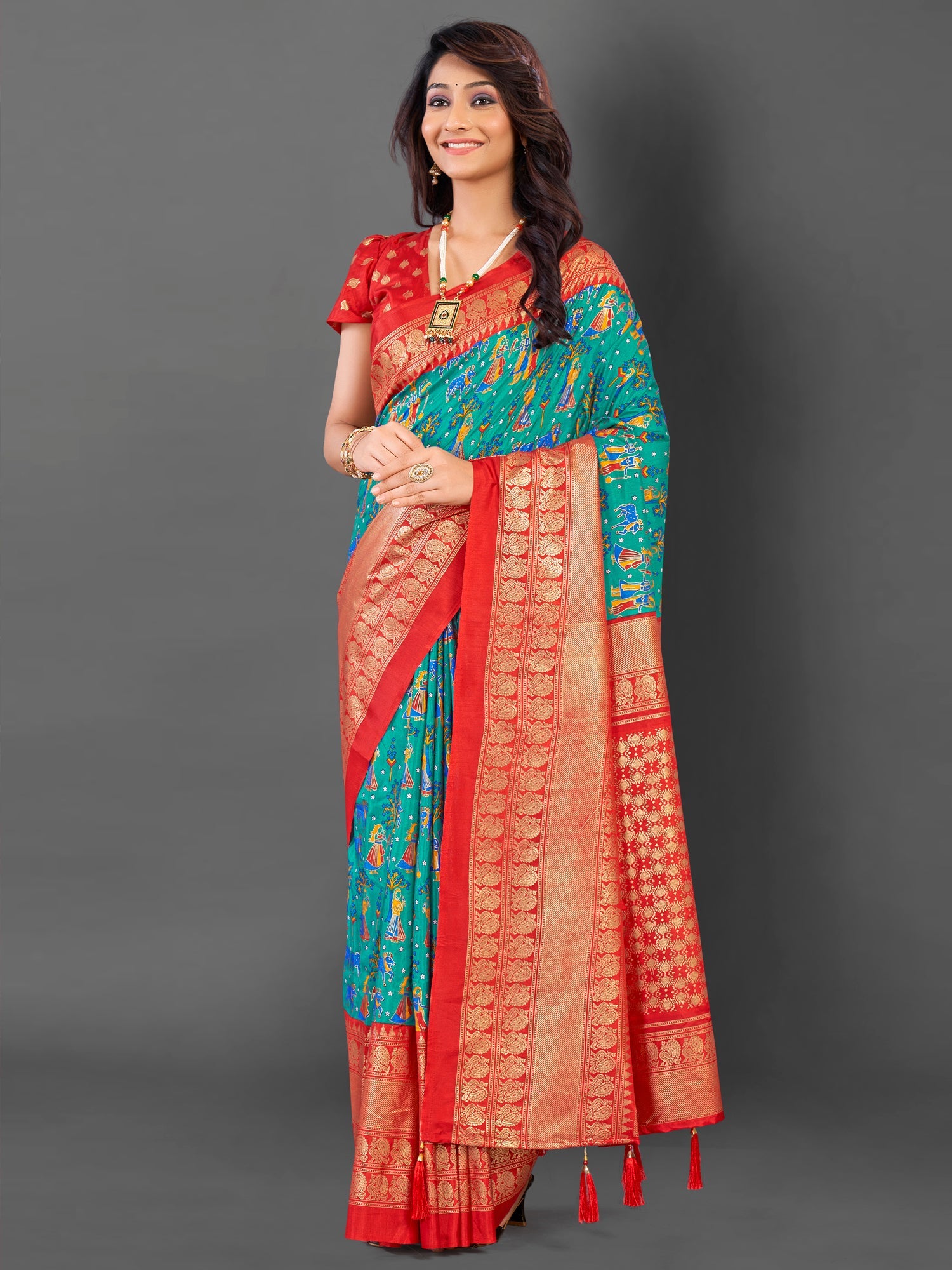 NOZ2TOZ Women's Cotton Blend Light Blue Printed Designer Saree With Blouse Piece - Distacart