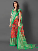 Thumbnail for NOZ2TOZ Women's Cotton Blend Red Printed Designer Saree With Blouse Piece - Distacart