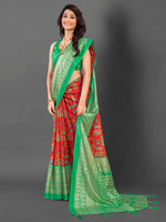 Thumbnail for NOZ2TOZ Women's Cotton Blend Red Printed Designer Saree With Blouse Piece - Distacart
