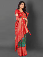 Thumbnail for NOZ2TOZ Women's Cotton Blend Green Printed Designer Saree With Blouse Piece - Distacart