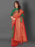 Thumbnail for NOZ2TOZ Women's Cotton Blend Green Printed Designer Saree With Blouse Piece - Distacart